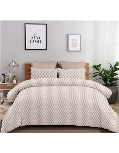 Σετ υπέρδιπλα σεντόνια Olivia μπεζ από 100% βαμβάκι 245x260εκ.