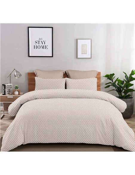 Σετ υπέρδιπλα σεντόνια Olivia μπεζ από 100% βαμβάκι 245x260εκ.