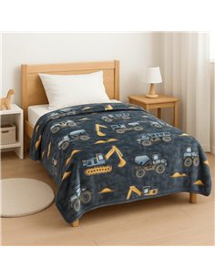 Κουβέρτα παιδική trucks βελουτέ από 100% polyester 150x220εκ.