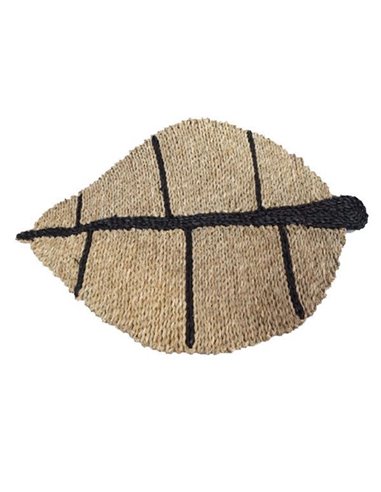 Xαλάκι ψάθινο boho από φυσικές ίνες σε σχήμα φύλλου 80x52xΥ2εκ