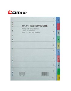 Διαχωριστικά πλαστικά ντοσιέ 1-10 θέματα Α4