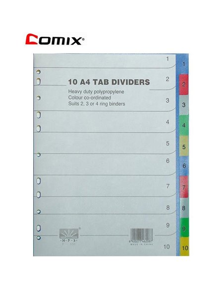 Διαχωριστικά πλαστικά ντοσιέ 1-10 θέματα Α4