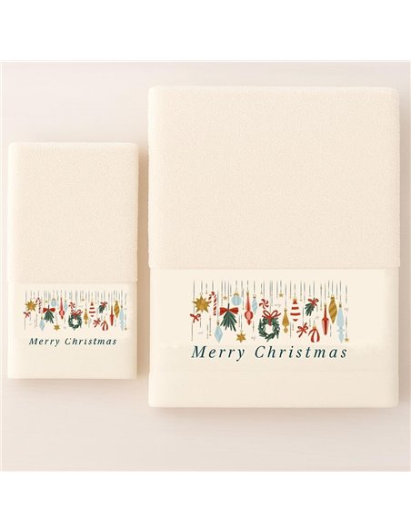 Σετ χριστουγεννιάτικες πετσέτες Merry Christmas 100% βαμβάκι πεννιε 500gsm