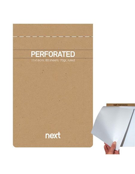 Next μπλοκ σημειώσεων perforated ριγέ 11x16,5εκ., 80φ., 70γρ.
