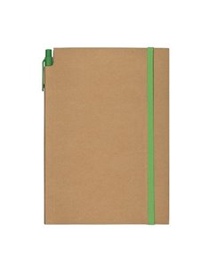 Next Promo μπλοκ ριγέ Α5 80 φύλλων με πράσινο λάστιχο και στυλό