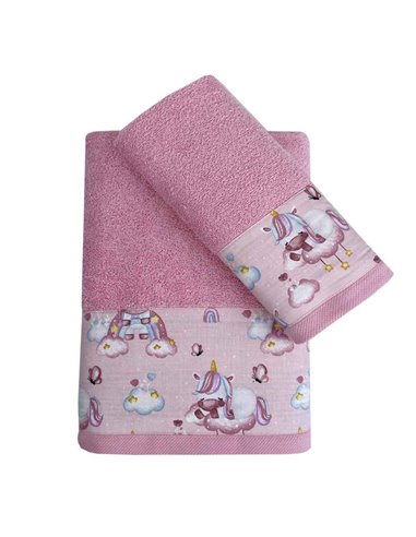 Σετ παιδικές πετσέτες "Baby sweet unicorn" 100% βαμβάκι πεννιε 480gsm