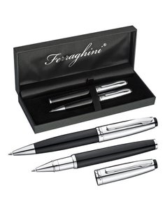 Σετ στυλό Ferraghini ball pen-rolleball pen μαύρο-ασημί