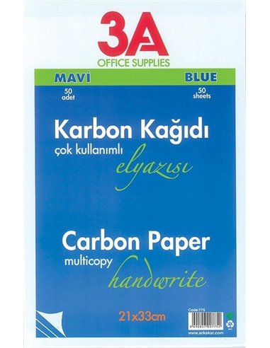 Ark χαρτί καρμπόν μπλε 50φ. 21x33εκ.