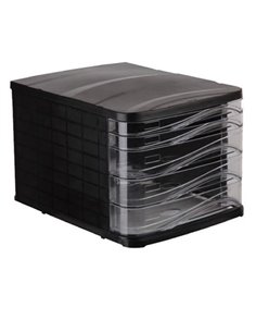 Ark συρταριέρα πλαστική μαύρη με 5 διάφανα συρτάρια Α4, Υ24x35.5x28εκ.
