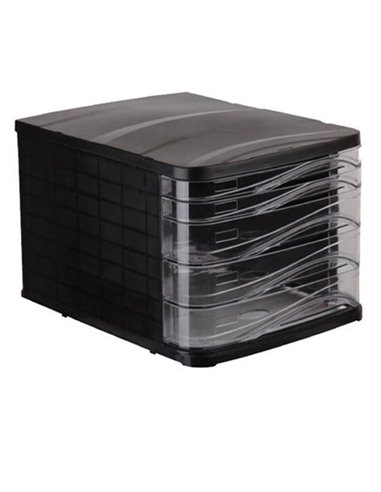 Ark συρταριέρα πλαστική μαύρη με 5 διάφανα συρτάρια Α4, Υ24x35.5x28εκ.