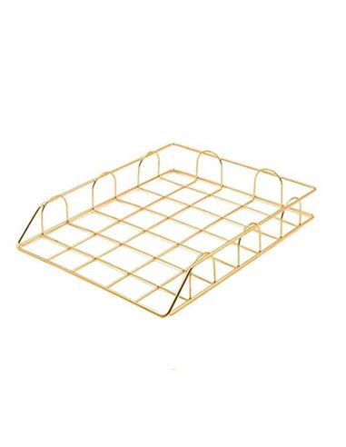 Δίσκος εγγράφων ροζ-χρυσό μεταλλικός Υ6x24,5x30 εκ.