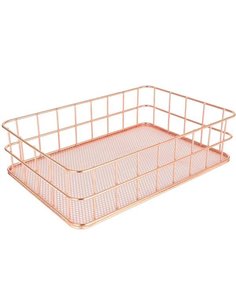 Καλάθι, ροζ-χρυσό, Υ6x24,3x15,4 εκ., μεταλλικό