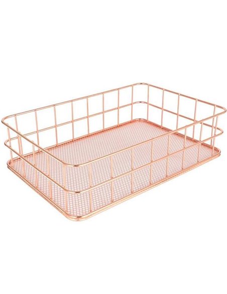 Καλάθι, ροζ-χρυσό, Υ6x24,3x15,4 εκ., μεταλλικό