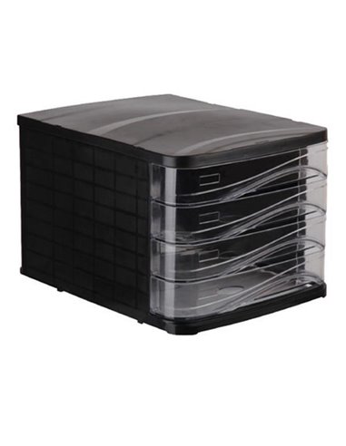 Ark συρταριέρα πλαστική μαύρη με 4 διάφανα συρτάρια Α4, Υ24x29x36εκ.