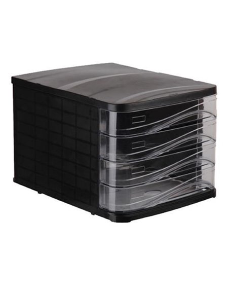 Ark συρταριέρα πλαστική μαύρη με 4 διάφανα συρτάρια Α4, Υ24x29x36εκ.