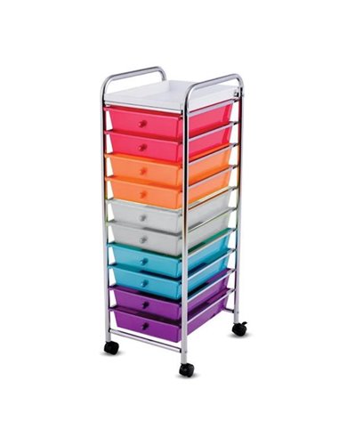 Τρόλεϊ οργάνωσης με 10  χρωματιστά συρτάρια Υ97x35x41εκ.