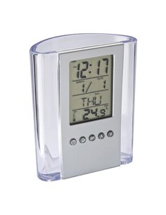 Μολυβοθήκη ακρυλική με ρολόι, ημερολόγιο και θερμόμετρο