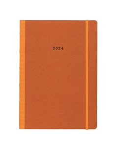 Next ημερολόγιο 2024 Natural ημερήσιο flexi πορτοκαλί με λάστιχο 14x21εκ.