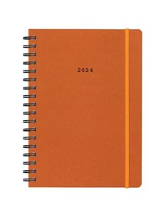 Next ημερολόγιο 2024 Natural ημερήσιο σπιράλ πορτοκαλί με λάστιχο 12x17εκ.