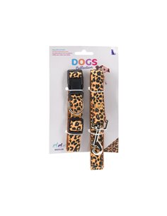 Λουράκι σκύλου με κολλάρο λεοπάρ small 20-35x2εκ.