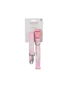 Λουράκι σκύλου ροζ με κολλάρο medium 35-50x2εκ.