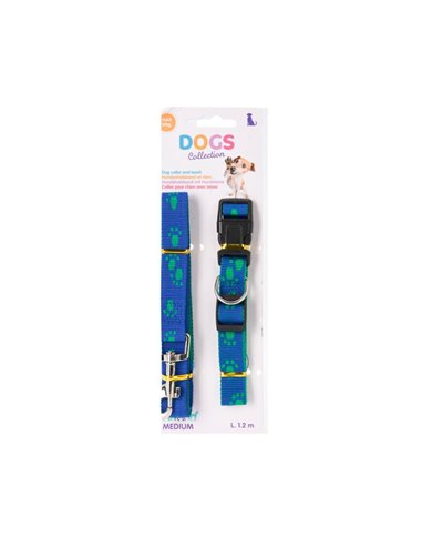 Λουράκι σκύλου μπλε με κολλάρο medium 55x0,2εκ.