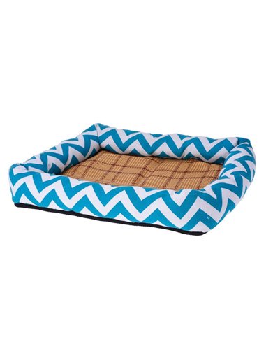 Κρεβάτι κατοικιδίου γαλάζιο-λευκό Υ6x43x34εκ.