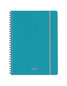 Next fabric τετράδιο σπιράλ λάστιχο γαλάζιο 17x25εκ. 140φ. 4θ