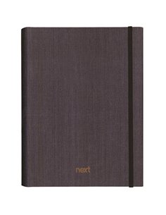 Next Fabric τετράδιo με κρυφό σπιράλ 21x29εκ. 5θεμ., 175φ. σκούρο γκρι με λάστιχο