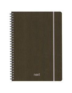 Next fabric τετράδιο σπιράλ λάστιχο καφέ 21x29εκ. 70φ. 2θ