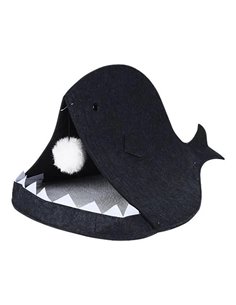 Πτυσσόμενο σπίτι γάτας μαύρο Υ38x60x40εκ. σε σχήμα ψαριού