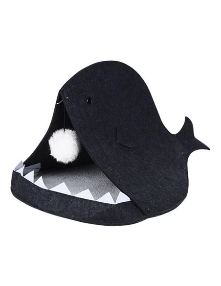 Πτυσσόμενο σπίτι γάτας μαύρο Υ38x60x40εκ. σε σχήμα ψαριού