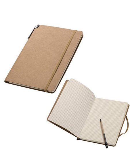 Σημειωματάριο eco με λάστιχο και στυλό Y21x14,8x1,1εκ.