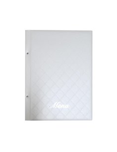 Next μενού εστιατορίου καπιτονέ λευκό καπιτονέ με 10 ζελατίνες και βίδες 24x32εκ. Δυνατότητα εκτύπωσης