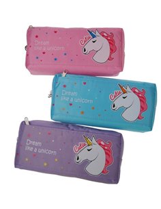 Κασετίνα "μονόκερος" κοκτέηλ 3 χρώματα 20x9,5εκ.