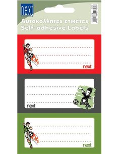 Next 30 ετικέτες τετραδίων "Ποδόσφαιρο" 8,5x4εκ., αυτοκόλλητες