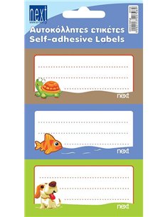 Next 30 ετικέτες τετραδίων "Ζωάκια" 8,5x4εκ., αυτοκόλλητες