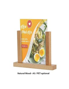 Επιτραπέζια ξύλινη βάση με θήκη 2 όψεων για μενού Α5 Υ18x22x4εκ.