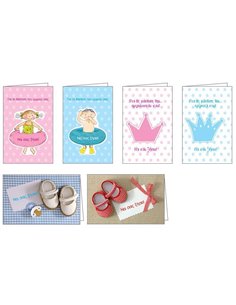 Ευχετήριες κάρτες βάπτισης 7x10,5εκ, 6 σχέδια κοκτέηλ