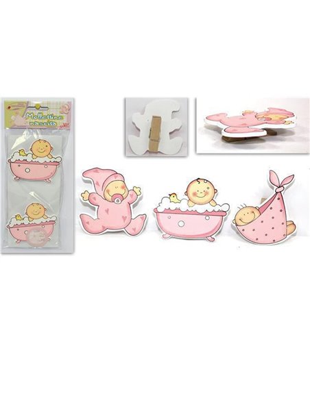 Ξύλινο διακοσμητικό γέννησης ροζ 2τεμ. σε blister