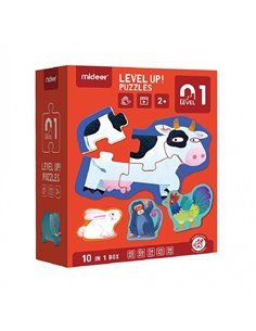 Mideer παζλ 10 σε1 - Level Up 1 "Animals" 2,3,4,5 - 6 τμχ