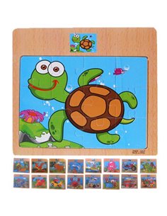 Εκπαιδευτικά παζλ ξύλινα 16,5x14,5εκ. 12τεμ. κοκτέηλ 10 σχέδια