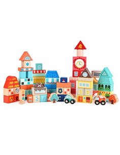 Mideer τουβλάκια ξύλινα χρωματιστά 100τεμ. σε στρόγγυλο κουτί δώρου