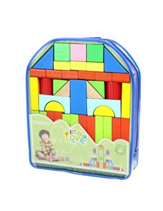 Τουβλάκια ξύλινα χρωματιστά 50τεμ. σε τσάντα