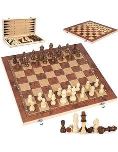 Τάβλι-σκάκι-ντάμα 3 σε 1 τύπου ξύλινο 39x39εκ.