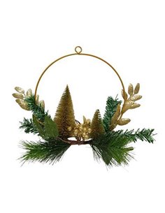 Στεφάνι στρογγυλό με glitter σε χρυσό χρώμα ø26εκ.