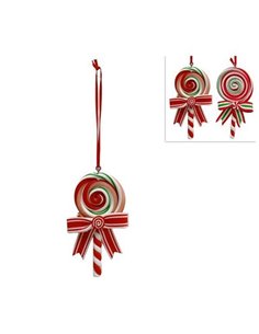 Χριστουγεννιάτικα στολίδια "Γλειφιτζούρια" λευκά-κόκκινα Υ9,5x6εκ.