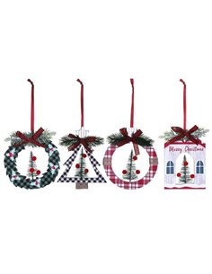 Χριστουγεννιάτικα στολίδια ξύλινα Ø13εκ. κοκτέηλ 3 σχέδια