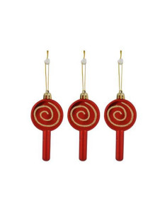 Χριστουγεννιάτικα στολίδια "Γλειφιτζούρια" κόκκινα Υ11x5εκ. σετ 3 τεμαχίων