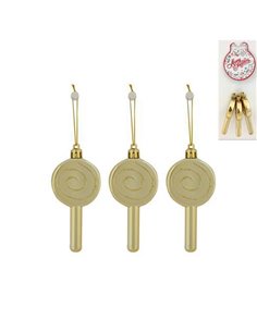 Χριστουγεννιάτικα στολίδια "Γλειφιτζούρια" χρυσά Υ11x5εκ. σετ 3 τεμαχίων